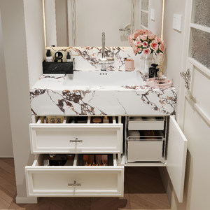 Customized American style seamless basin, intelligent multifunctional mirror <b>oak</b> bathroom cabinet - Product Image 6