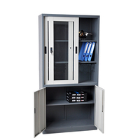 Hoge Kwaliteit Fabriek Direct Demonteren 2 Deur Opknoping Metalen Kasten Met Glazen Deur Boek Plank/Boekenkast