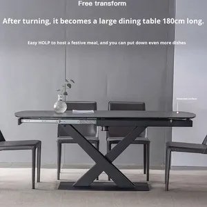 Ensemble de table à manger à pieds en métal en marbre pour la maison de restaurant conçu par un designer - Product Image 2