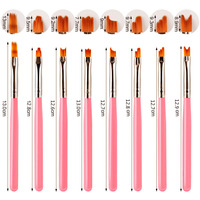 Lot de 8 pinceaux professionnels pour nail art, manche en nylon souple, 40g, pour fleurs, usage DIY UV, fourni directement par l'usine pour l'export.