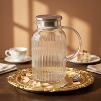 Carafe en verre borosilicate faite à la main avec couvercle, résistante à la chaleur, moderne et transparente, pour boissons chaudes et froides