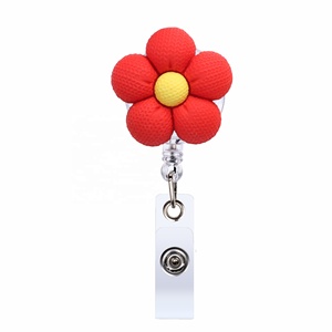 Porte-badge rétractable personnalisé à thème floral créatif en caoutchouc souple, avec boucle à tirage facile, vente chaude transfrontalière - Product Image 6