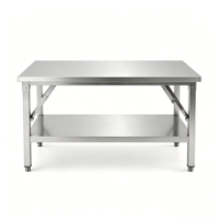 Table de travail industrielle pliable en acier inoxydable de qualité commerciale 304 201 à haute résistance avec cadre stable