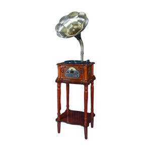 Tocadiscos Retro de Vinilo con Gran Bocina de Latón, Reproductor de CD Multivelocidad con Bluetooth, USB, MP3 y Radio FM, Decoración para el Hogar, Audio - Product Image 4