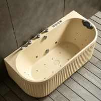 Baignoire en pierre artificielle avec surface à motif marbré, baignoire autoportante de massage spa, plusieurs couleurs