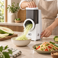 Elektrische keukenmachine voor het snijden van fruit en groenten, compact, verticaal, 5 optionele snijhulpstukken, voor het maken van salades en het raspen van groenten