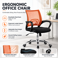 Chaise de bureau ergonomique moderne pour cadres, réglable en hauteur, pivotante, en tissu maillé, avec appui-tête fixe, base en acier inoxydable - Utilisation à domicile/au bureau
