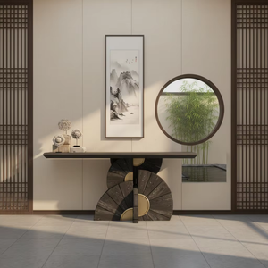 <span class=keywords><strong>Mesa</strong></span> <span class=keywords><strong>Consola</strong></span> de Estilo Chino Moderno |   <span class=keywords><strong>Mesa</strong></span> de Entrada de Madera Maciza y Mármol para Entrada de Galería de Arte Bohemia y Entrada de Casa de Campo - Product Image 5
