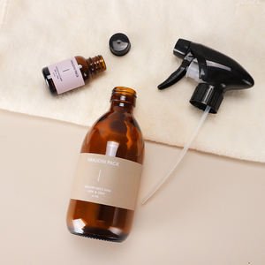 Flacon cosmétique personnalisé en verre ambré pour gel douche, lotion, shampoing et après-shampoing avec pulvérisateur et <span class=keywords><strong>mini</strong></span>-recharge - Product Image 5