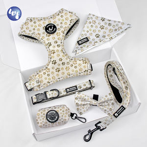 발 디자인 애완 동물 부티크 사용자 정의 로고와 패턴 개 조끼 하네스 노 풀 소프트 네오프렌 개 목걸이 가죽 끈 두건 똥 가방 - Product Image 6