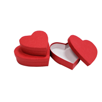 Luxus stapelbare Herzform Geschenk box Set Samt Finish rotes Papier für Valentinstag Schmuck Schokolade Geschenk box
