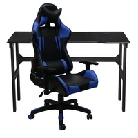 Modern H-vormig gamingbureau met MDF-blad en glazen oppervlak, metalen frame voor computer/laptop en pc