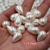Perles en forme de larme YWJC en cristal multicolores de haute qualité, perles de coquillage blanc arc-en-ciel à moitié percées avec trous