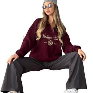 <span class=keywords><strong>Felpa</strong></span> invernale da <span class=keywords><strong>donna</strong></span> <span class=keywords><strong>con</strong></span> <span class=keywords><strong>cappuccio</strong></span> Anti-Pilling Versatile mezza cerniera spessa stile europeo americano Logo anteriore - Product Image 5