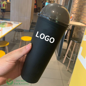 Café Pp Bubble Tea tasse transparente Logo personnalisé 16oz tasses en <span class=keywords><strong>plastique</strong></span> <span class=keywords><strong>avec</strong></span> couvercles et pailles en gros - Product Image 6