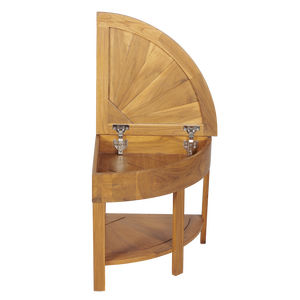 Taburete Esquinero Abatible para Ducha, Banco Esquinero de Madera de Teca/Acacia con Gabinete de Almacenamiento, Banco Pequeño - Product Image 2