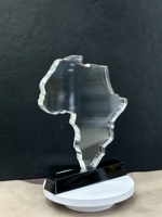 Trophée en cristal personnalisé en forme de carte d'Afrique, plaque en cristal personnalisée en forme de carte, trophée en cristal en forme de carte du monde