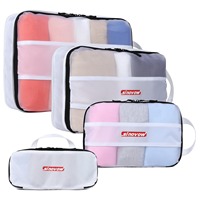 Ensemble de 4 cubes d'emballage de compression de sac noir personnalisés de style tendance personnalisable pour les voyages en plein air