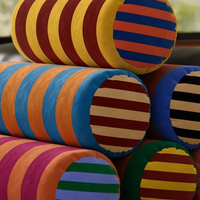Longs oreillers ronds coussins à rayures rétro oreiller décoratif en velours coloré pour canapé literie décoration de la maison