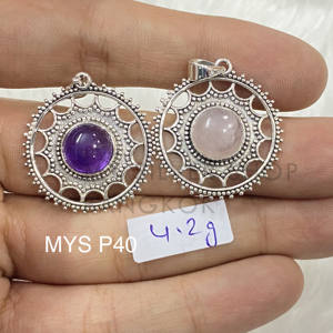 Colgante de cuarzo rosa Pieza de joyería de plata de ley fina 925 Joyería de plata al por mayor - Product Image 1