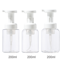 Bouteille Pompe Populaire en PET Mousse Cylindrique, Emballage Plastique Rond pour Soins Personnels, Bouteille Cosmétique à Fond Rond 200ml