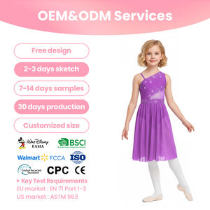 Vestido de Baile con Pedrería de Primera Calidad, Cumple con las Normas CPC, CE e ISO, con Malla Transparente para Clases y Recitales de Danza - Product Image 1