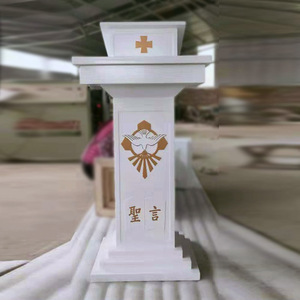 Chaire <span class=keywords><strong>d</strong></span>'église blanche avec sculpture <span class=keywords><strong>de</strong></span> <span class=keywords><strong>colombe</strong></span> <span class=keywords><strong>de</strong></span> l'Esprit Saint et croix dorée, pour <span class=keywords><strong>la</strong></span> parole sacrée et <span class=keywords><strong>la</strong></span> prière chrétienne - Product Image 3
