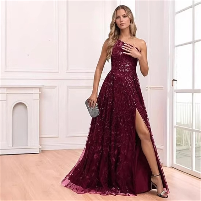 wine elegant dress Burgundy High Low Prom Dresses, Wine Red High Low Formal Evening Dress –  jbydress main image 1