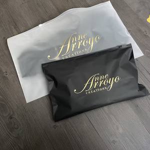 Custom Logo Gold Printed Matte Black Zipper <b>Bag</b> ECO-friendly Plastic Pouch <b>for</b> Apparel Brand Packaging & Storage - Product Image 3
