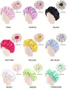 Bonnet de nuit pour enfants, adolescents, tout-petits, bébés, logo personnalisé, réversible, double couche, réglable, en satin - Product Image 2
