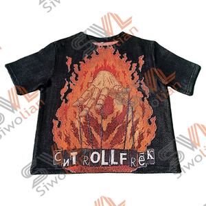 Neues Design Sommer Herren bekleidung Tapisserie Rundhals ausschnitt Herren Kurzarm T-Shirts Jacquard Woven Tapisserie Shirts für Herren - Product Image 4