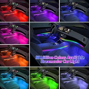 3 Zonas 18 LED Magic car Light sinfónico interior del coche flujo ambiental persiguiendo la luz Arco Iris acrílico tira coche atmósfera luces