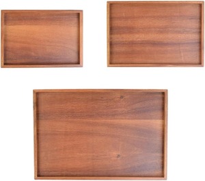 Bandejas Decorativas de Madera Estilo Rústico para Sala de Estar, Entrada y Cocina, Bandeja de Servir de Madera de Acacia con Asas - Product Image 2
