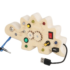 Khủng Long hình dạng trẻ em bằng gỗ bận rộn bảng chuyển đổi nút đồ chơi Montessori giảng dạy trò chơi - Product Image 1