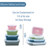 Set Van 4 Opvouwbare Herbruikbare Food Grade Siliconen Bento Lunchbox Luchtdichte Opvouwbare Voedselopslagcontainers Voor Fruit