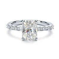 Bague de mariage en argent 925 avec moissanite couleur D, taille brillant radiant 2 carats, testée et approuvée, pour femme, bijoux fins
