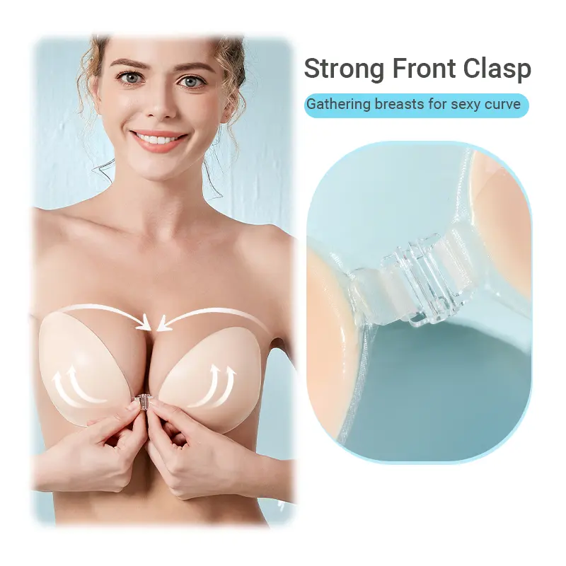 Hot Sales Adhesive Silicon Nipple Bra Custom Size Seamless Foam Silicone Push Up Strapless Self Adhesive Bra