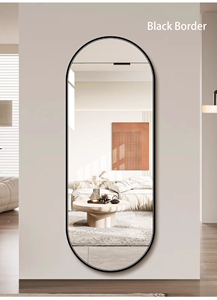 Grand miroir de salon moderne en aluminium LED, miroir de beauté de luxe pleine longueur, doré, pour le maquillage, la coiffure, art déco, encadré, miroir de salle de bain minimaliste - Product Image 6