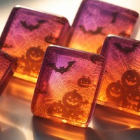 En gros, Ensemble de Mahjong Américain de Luxe Halloween Cat avec Tuiles Effrayantes en Acrylique à Dégradé Violet Orange Personnalisé, Prix d'Usine