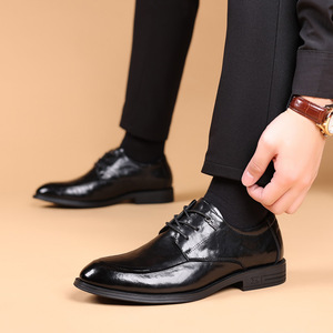 Zapatos Oxford de Cuero Genuino para Hombre, con Punta en Pico, Transpirables, para Oficina y Vestir, con Suela de Goma Negra Sólida - Product Image 4