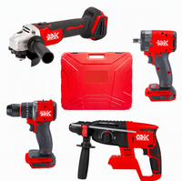 Ensemble d'outils électriques sans fil professionnels, kits combinés, perceuse à main et clé, meuleuse d'angle dans un coffret rigide pour la réparation, grande vente