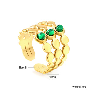 European American Style 18K Gold <b>Ring</b> With <b>Turquoise</b> Bezel Setting Geometric Ball Shape Unisex Fashion Jewelry Gift - Product Image 4