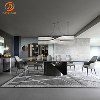 Grande cuisine moderne personnalisée, ensemble de table à manger en marbre carré noir avec 6 8 chaises, meubles de salle à manger