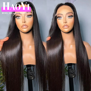 Парик из натуральных бразильских волос с плотностью 250%, полностью закрытый кружевом, без клея, идеально прямой, с натуральным HD-кружевом для чернокожих женщин - Product Image 2