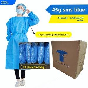 OEM Maßgefertigter Einweg-Isolationskittel Wasserdicht mit <span class=keywords><strong>Daumen</strong></span>öse Plastik-Isolationsschürze Großhandel - Product Image 3