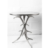 Table d'appoint de haute qualité Table d'appoint de luxe Meubles de salon à dessus arrondi fini argent antique à prix abordable