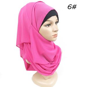 Nouveau Pearl Hijab Chiffon Usine Vente Directe de Lady Pratique Foulard pour Dames Monochrome Foulards Musulman Hijabs - Product Image 5