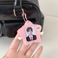 Nuevo Marco de Fotos Acrílico con Estampado de Lazo, Mini Álbum, Lindo Llavero, Mini Marco para Tarjetas Coleccionables, Estrella Rosa, ¡Gran Venta!