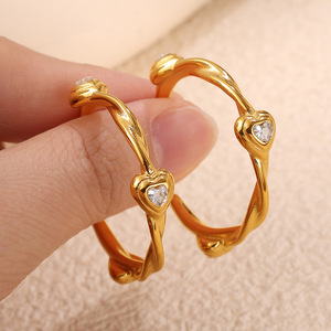 Pendientes de aro con forma de corazón, aleación de zinc, pendientes de moda para fiesta para mujer, EH1041 - Product Image 3