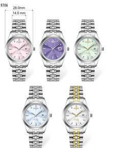 Montre bracelet en acier pour dames avec calendrier et cadran coloré - Product Image 4